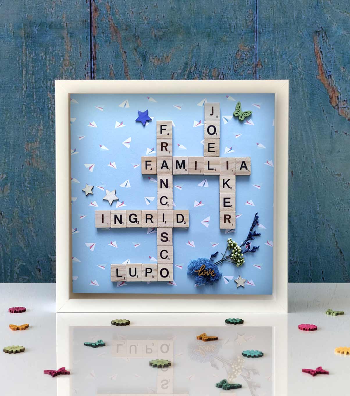 Cuadro-familia-scrabble-la-ilusion-de-sandra-personalizado cuadr-familia-scrabble-regalo-dia-del-padre-personalizado