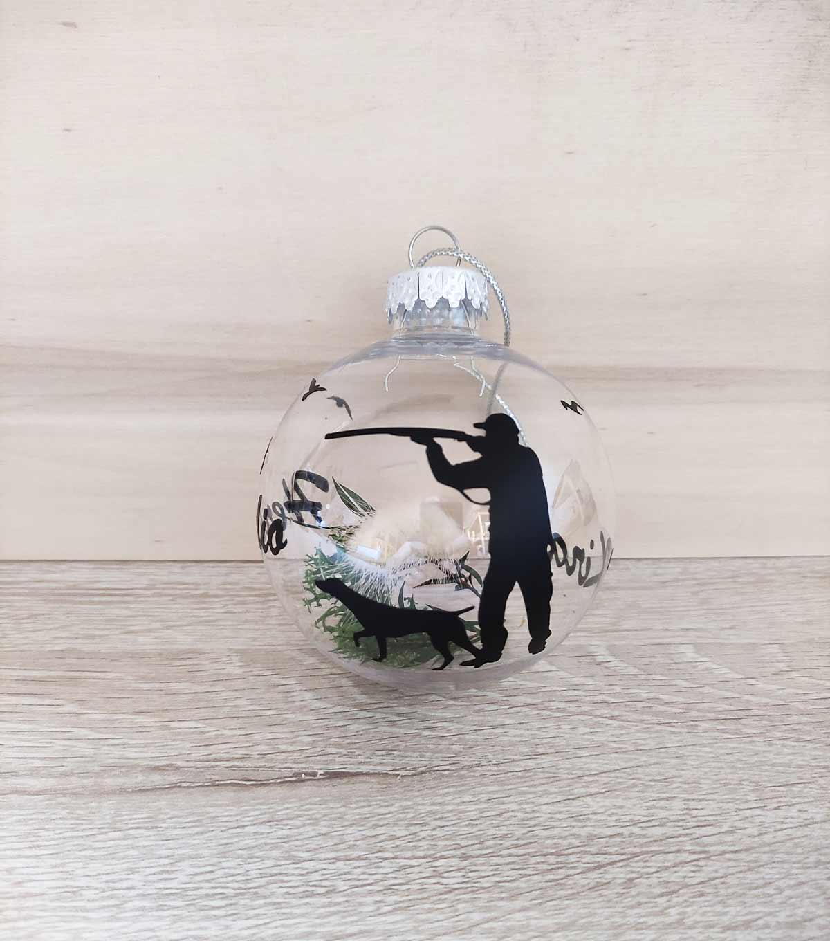 Bola-navidad-transparente-cazador-con-perro Bola-navidad-cazador-perro